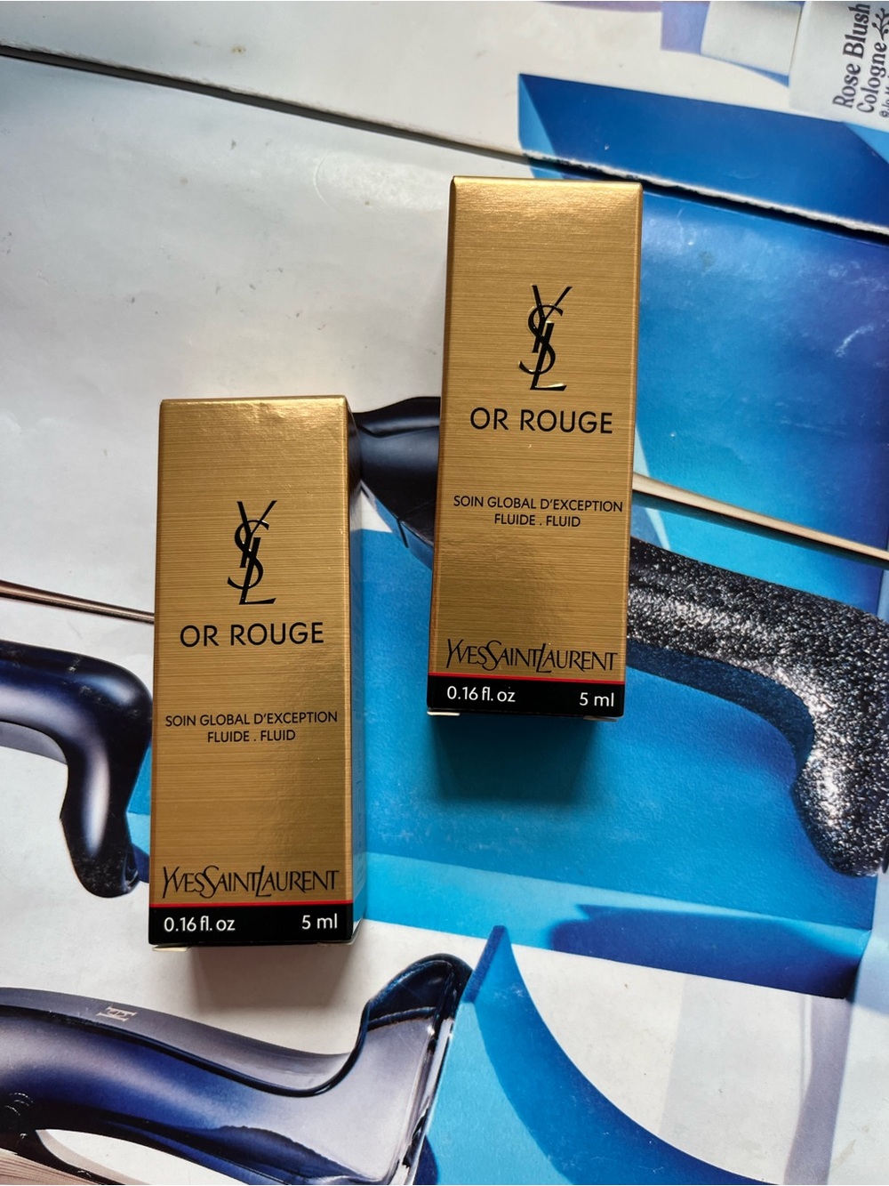 2x YSL Or Rouge Soin Global D'Exception Fluid Travel Size 0.16oz/5ml=10ml New